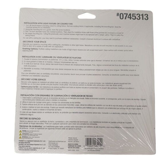 Portfolio Lilika Ceiling Medallion 10 Inch White Finish NEW - Picture 5 of 5